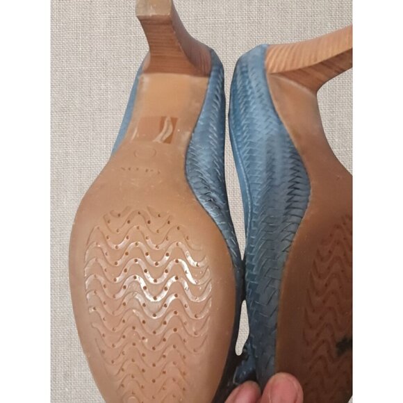 Geox Respira Womens Blue Leather Bow Detail Woven Pattern High Heels size 38.5 - Picture 12 of 13